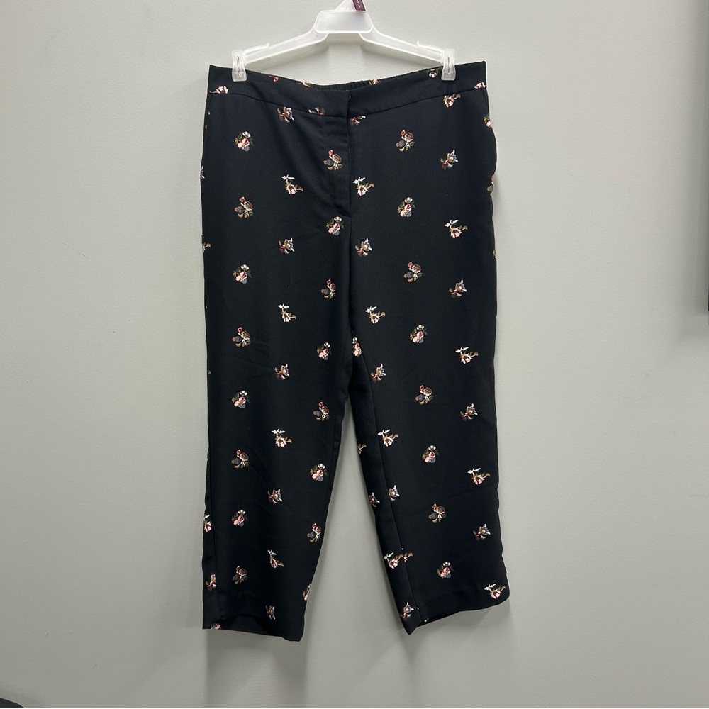 Ann Taylor Black Floral Trousers